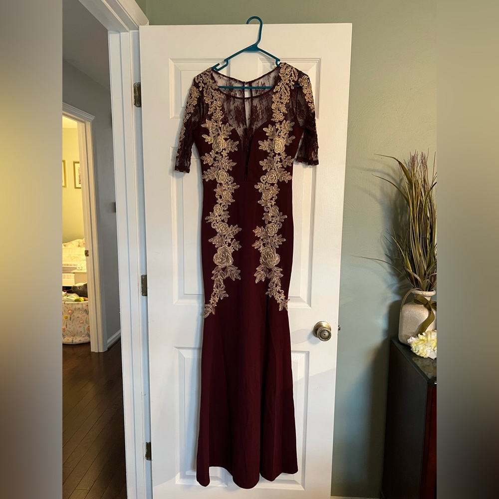Baltic Born Burgundy/Wine and Gold Dress